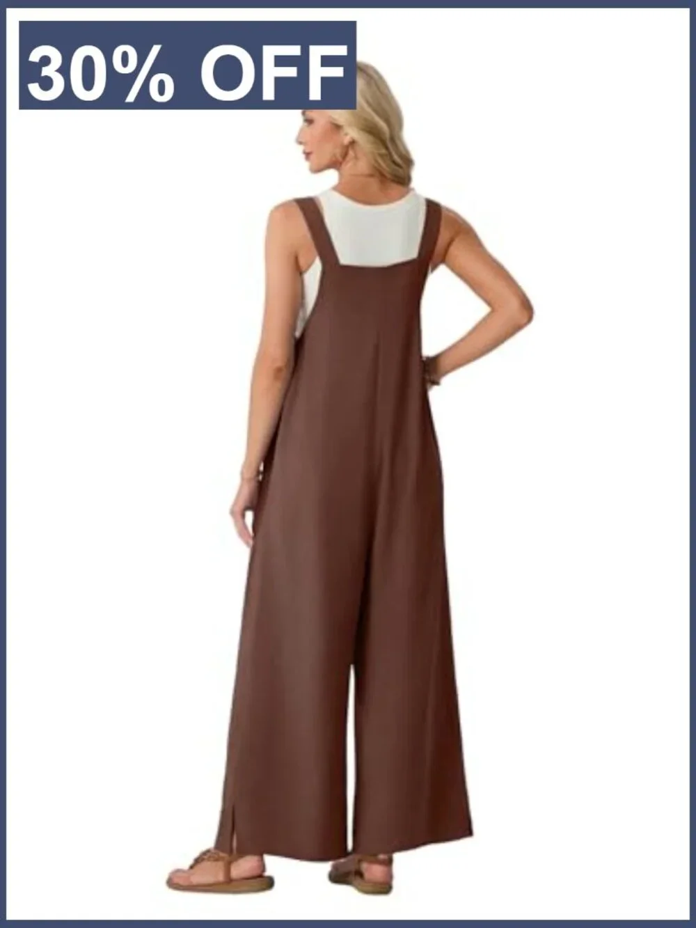 Women's Boho Wide Leg Overall Jumpsuit Floral Romper with Pockets - Picture 5 of 6